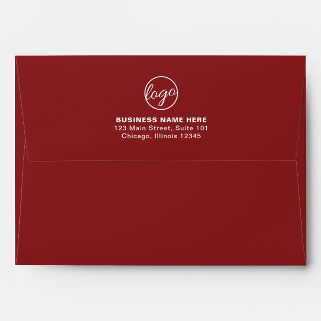 Simple Company Branding Business Logo Burgundy Envelope (Back (Top Flap))