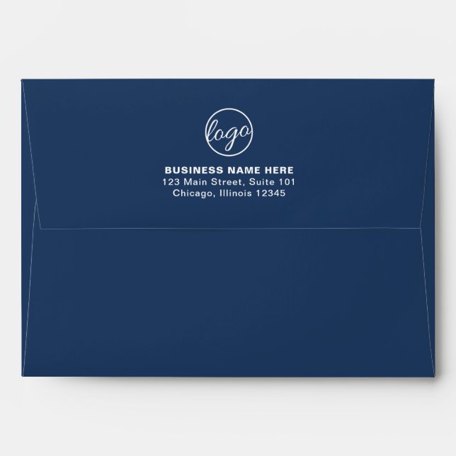 Simple Company Branding Business Logo Navy Blue Envelope (Back (Top Flap))