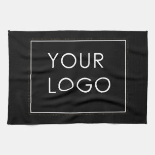 Simple Company Business Logo Branded Script Black Tea Towel