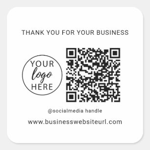 Simple Company Logo and QR Code Square Sticker