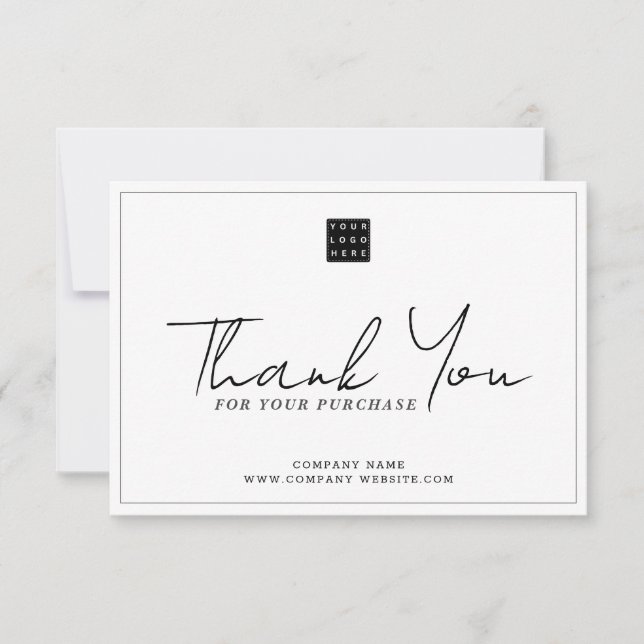 Simple Company Logo Discount Code Thank You Card (Front)