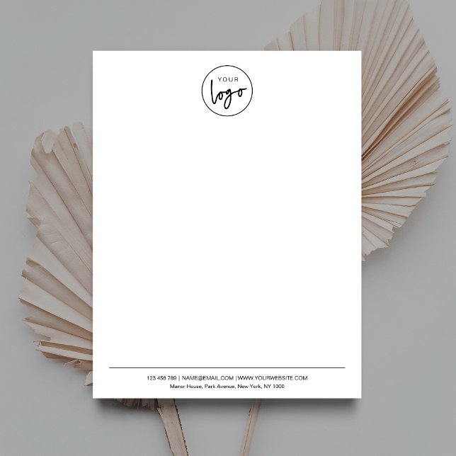 Simple Company Logo Minimal Black & White Business Custom Letterhead (Simple, yet elegant, business logo letterhead design in black and white)