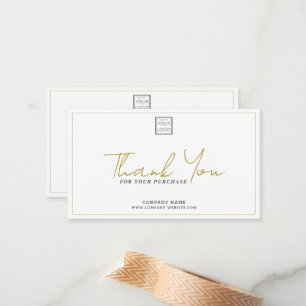 Simple Company Logo Promo Code Gold Thank You   Card