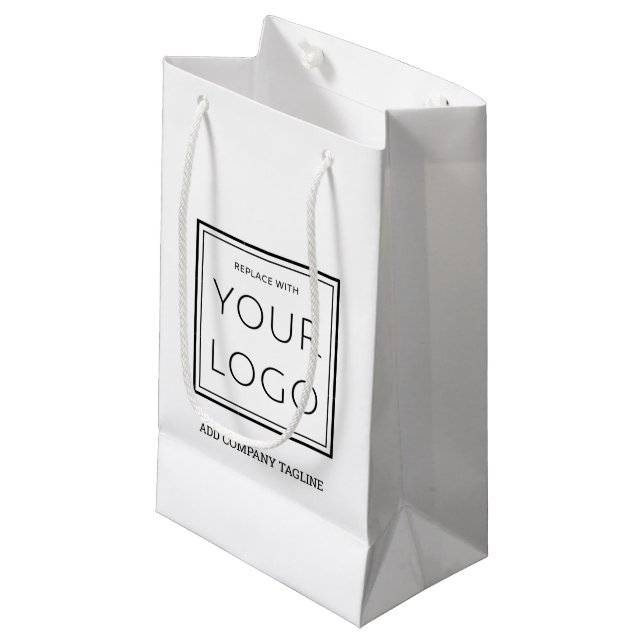 Simple Company Logo Promotional Small Gift Bag (Front Angled)
