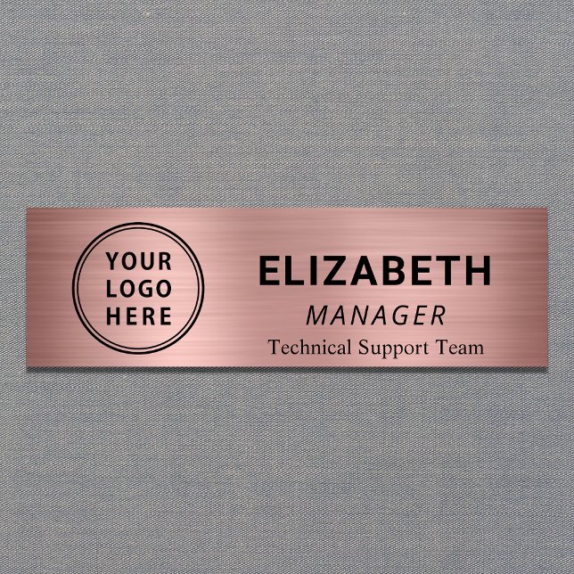 Simple Company Logo Rose Gold Name Tag (Creator Uploaded)