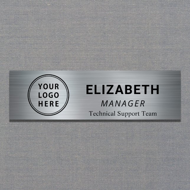 Simple Company Logo Silver Name Tag (Creator Uploaded)