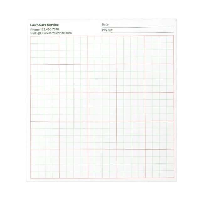 Simple Company Project Name 4x4 Square Grid Graph Notepad (Front)