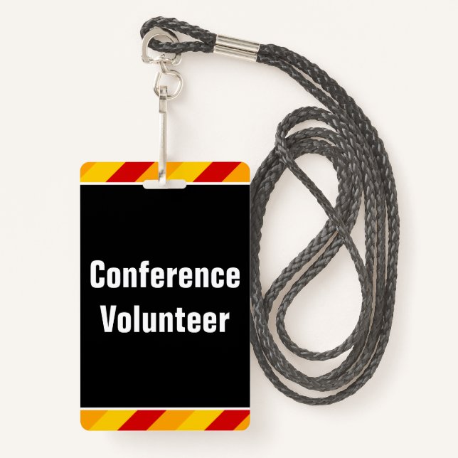 Simple "Conference Volunteer" Badge ID Badge (Front with Lanyard)