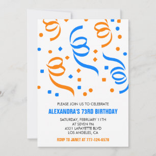 Simple Confetti 73rd birthday invitations 