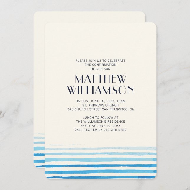 Simple Confirmation | Boy Invitation (Front/Back)