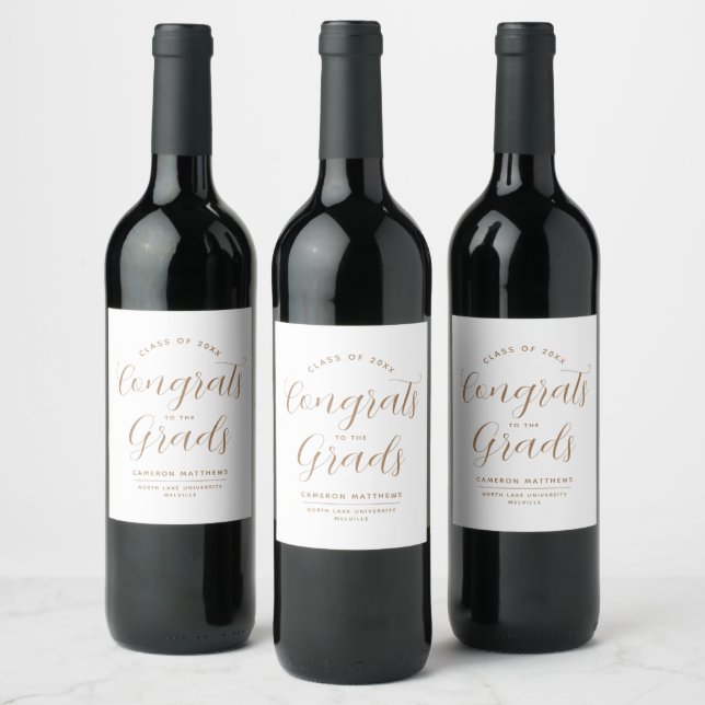 Simple Congrats to the Grads Graduation Wine Label (Bottles)
