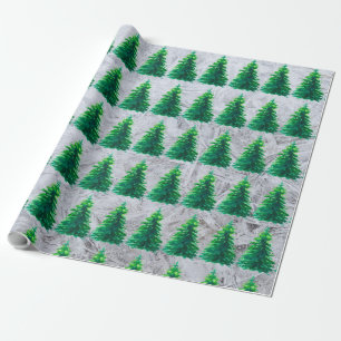 Simple Conifer Christmas Trees Wrapping Paper