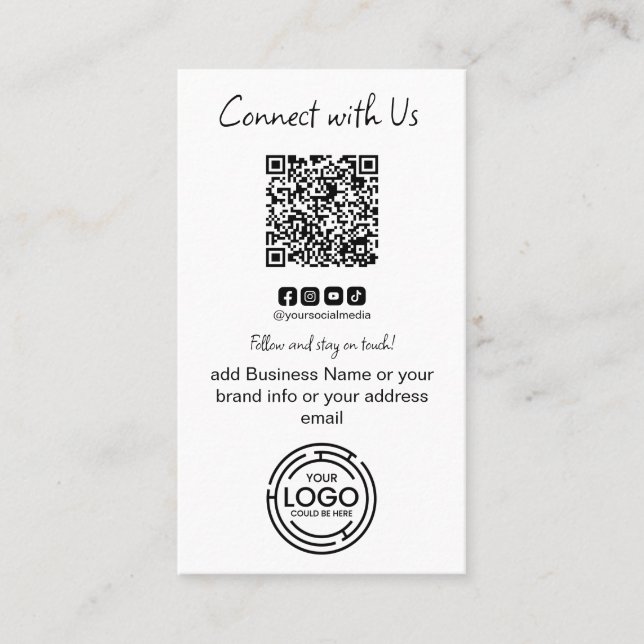 Simple Connect with Us Qr Code Business Corporate  Card (Front)