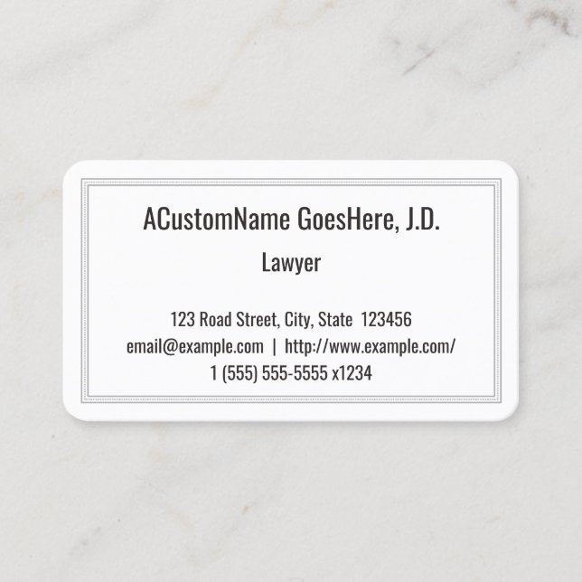 Simple, Conservative Lawyer Business Card (Front)