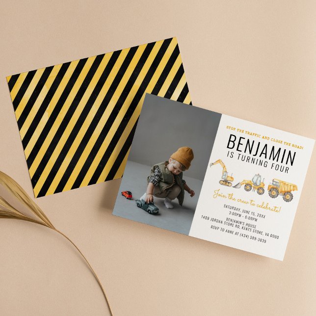 Simple Construction Birthday Dump Truck Party Invitation (Creator Uploaded)