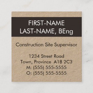 Simple Construction Site Supervisor Business Card