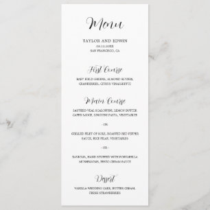 Simple Contemporary Black and White Modern Wedding Menu