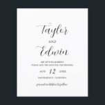 Simple Contemporary Budget Wedding Save The Date Flyer<br><div class="desc">Contemporary black and white budget wedding Save The Date flyer featuring a simple and minimalist layout with your names in an elegant calligraphy script and your wedding details below in a modern format. A non photo option for a couple who wants a Save the Date without pictures. PLEASE NOTE: These...</div>