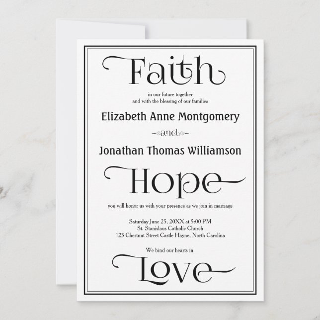 Simple Contemporary Christian Wedding Invitations (Front)