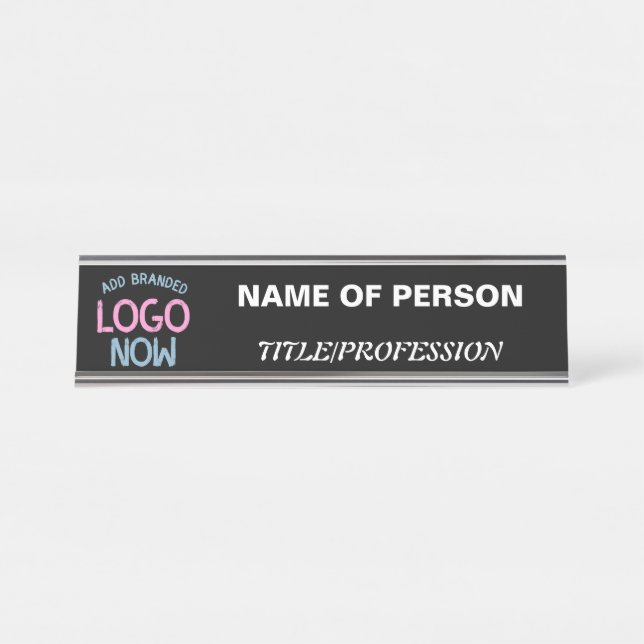 SIMPLE CONTEMPORARY CLEAN BLACK FASHIONABLE CLIENT DESK NAME PLATE (Front)