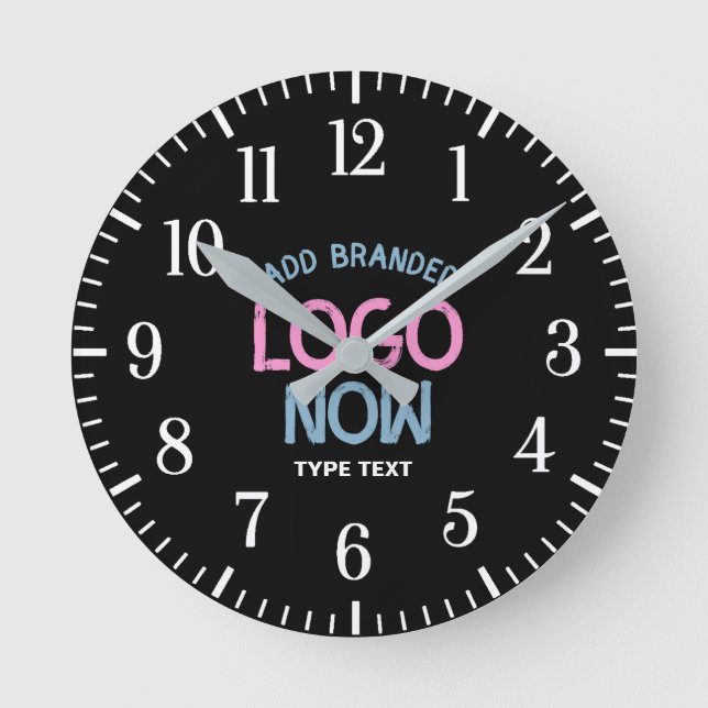 SIMPLE CONTEMPORARY CLEAN BLACK FASHIONABLE CLIENT ROUND CLOCK (Front)