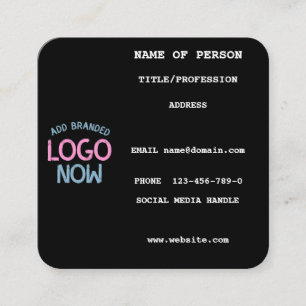 SIMPLE CONTEMPORARY CLEAN BLACK FASHIONABLE CLIENT SQUARE BUSINESS CARD