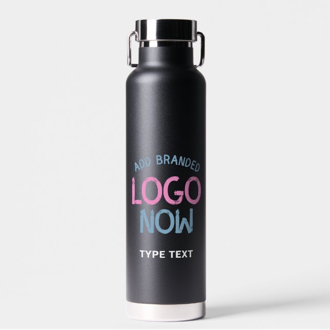 SIMPLE CONTEMPORARY CLEAN BLACK FASHIONABLE CLIENT WATER BOTTLE (Front)