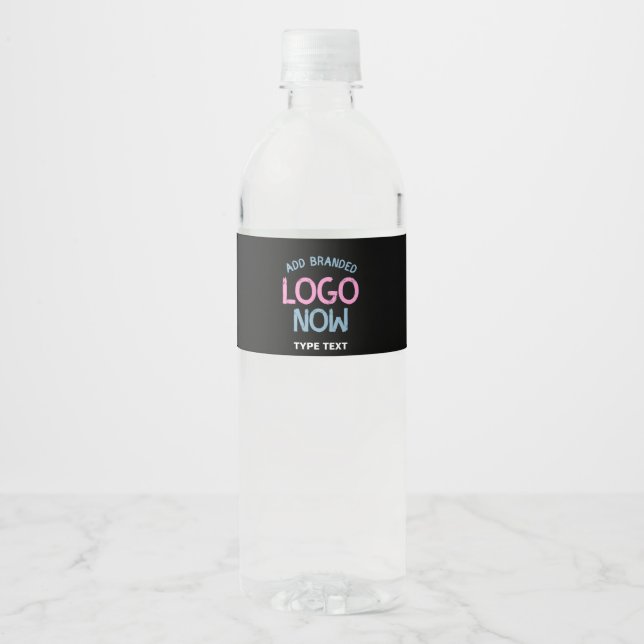 SIMPLE CONTEMPORARY CLEAN BLACK FASHIONABLE CLIENT WATER BOTTLE LABEL (Front)