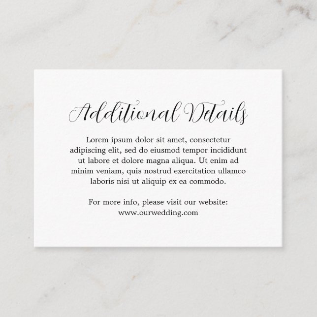 Simple Contemporary Details Modern Wedding Enclosure Card (Front)