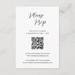 Simple Contemporary Modern QR Code Wedding RSVP Card