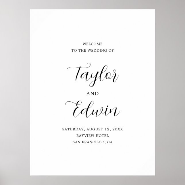 Simple Contemporary Modern Wedding Poster (Front)