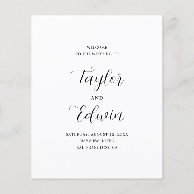 Simple Contemporary Modern Wedding Program (Front)
