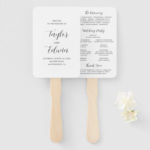 Simple Contemporary Modern Wedding Program Hand Fan
