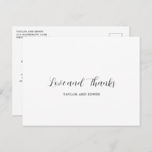 Simple Contemporary Modern Wedding Thank You Postcard