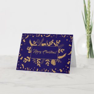 Simple Contemporary Navy Blue Merry Christmas Card