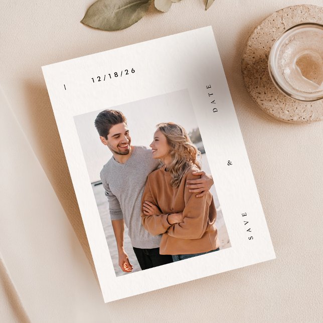 Simple Contemporary Wedding Photo Save The Date Invitation (Creator Uploaded)