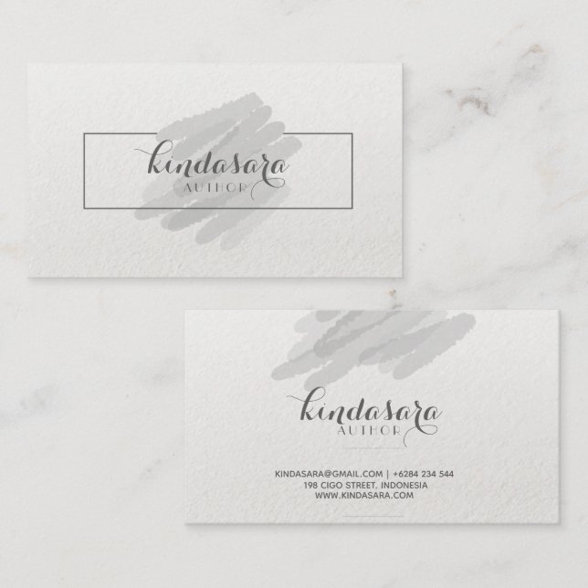 Simple Cool Abstract Grey Watercolor Business Card (Front/Back)