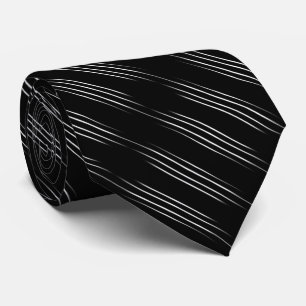 Simple Cool Black and White Lines Tie