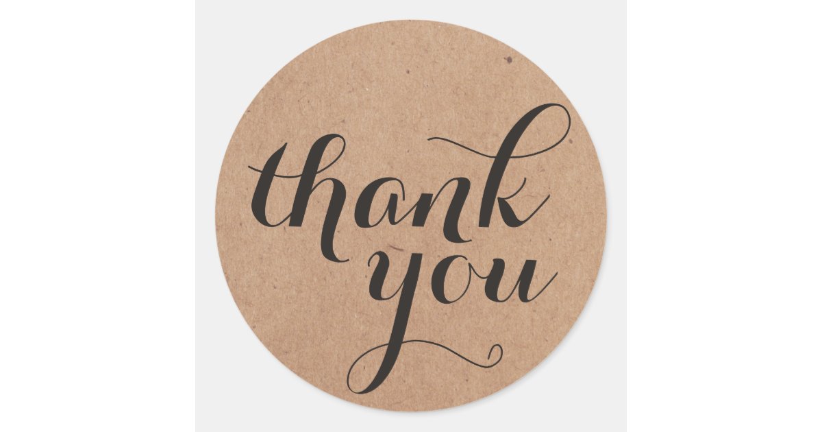 Simple Cool Black Kraft Paper Thank you Classic Round Sticker Zazzle