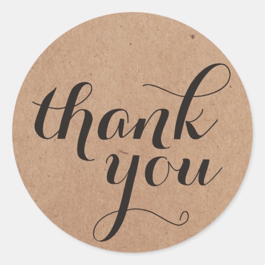 Simple Cool Black Kraft Paper Thank you Classic Round Sticker Zazzle
