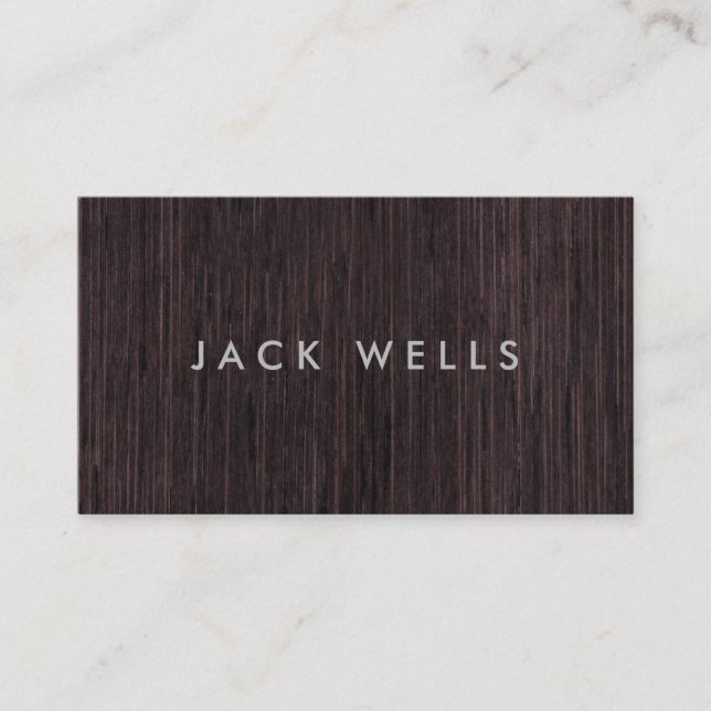 Simple Cool Dark Bamboo Wood Grain Rustic Business Card (Front)