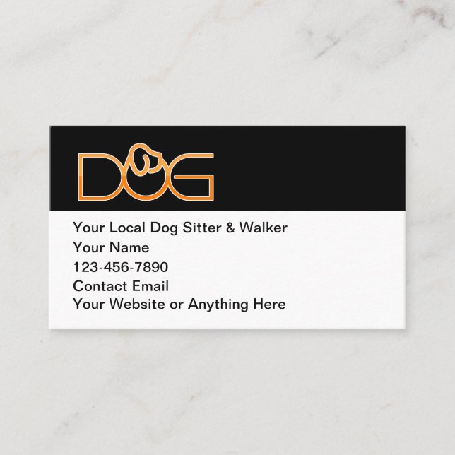 Simple Cool Dog Walking Sitting Business Card (Front)