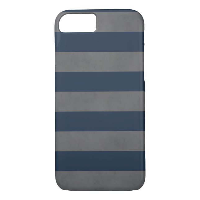 Simple Cool Manly Texture Grey Blue Striped Case-Mate iPhone Case (Back)