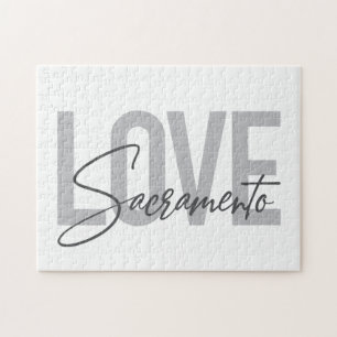 Simple, cool, modern design of Love Sacramento Jigsaw Puzzle
