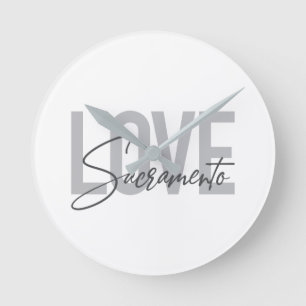 Simple, cool, modern design of Love Sacramento Round Clock