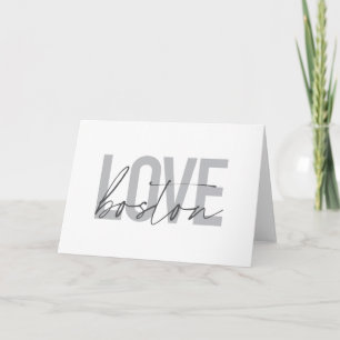 Simple, cool, modern, urban design of Love Boston Card