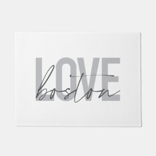 Simple, cool, modern, urban design of Love Boston Doormat