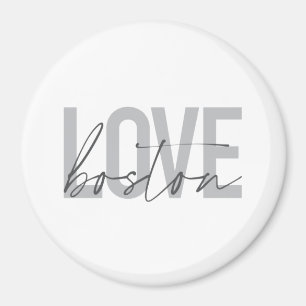 Simple, cool, modern, urban design of Love Boston Magnet
