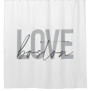 Simple, cool, modern, urban design of Love Boston Shower Curtain