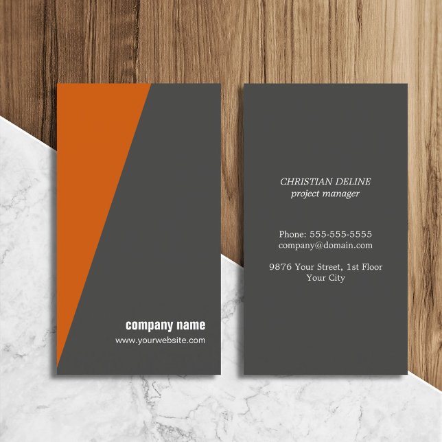 Simple Cool Orange Geometric Consultant Business Card (Creator Uploaded)
